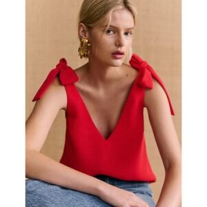 Sézane Red Tie Strap Blouse Sz 36